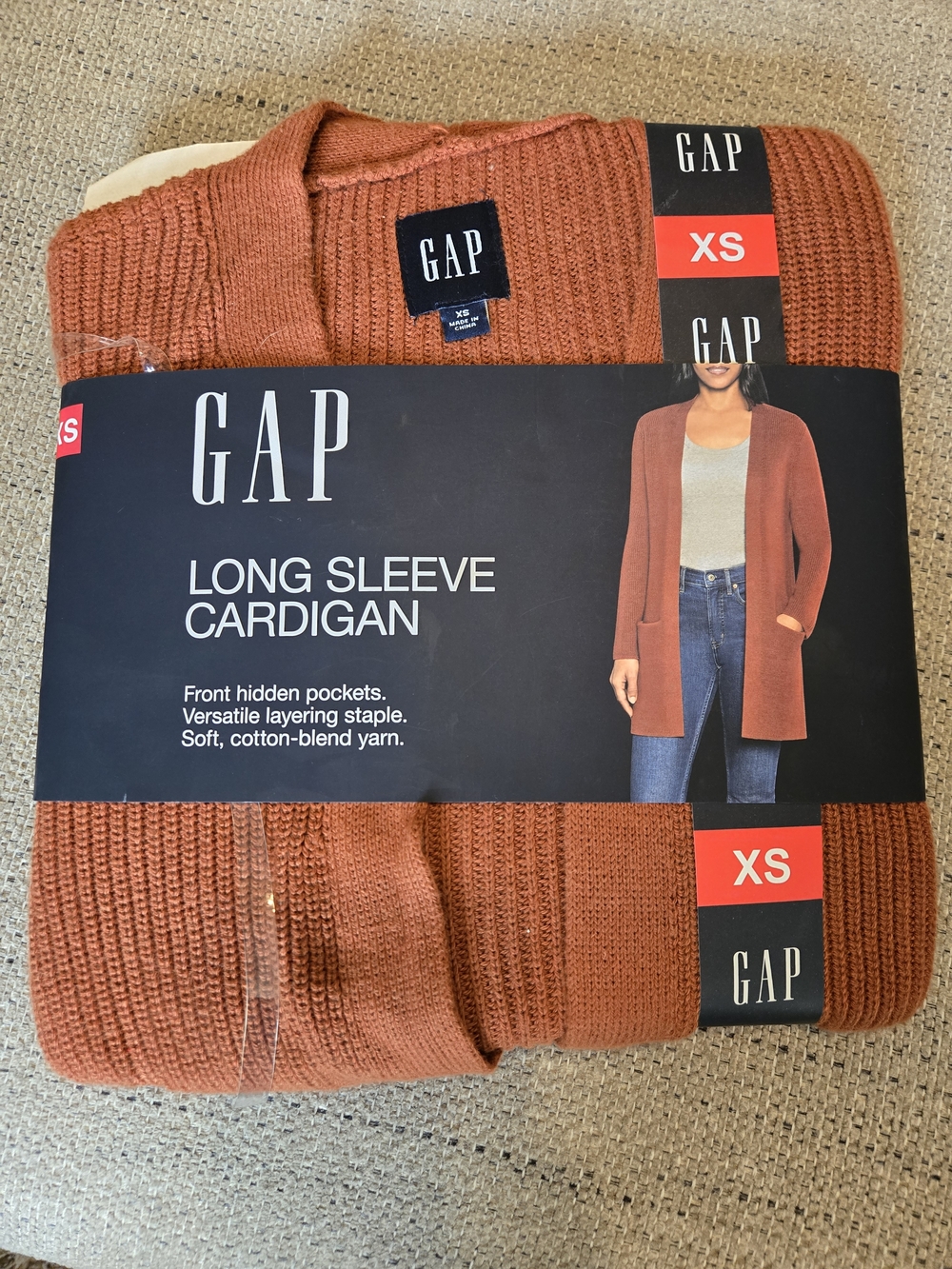 GAP Long Sleeve Cardigan XS - Rust